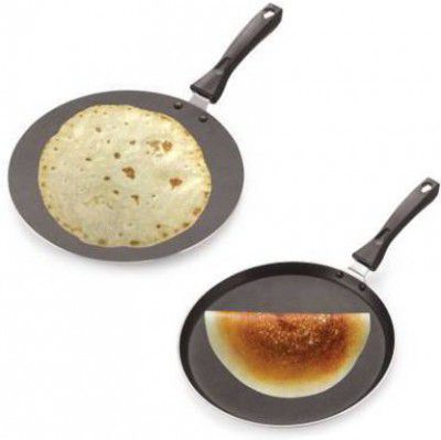 iVBOX Non-Stick Dosa Tawa & Concave Roti Chapati Flat Pan Tawa Concave Pan 27.5 cm, 25.5 cm diameter 2 L capacity  (Aluminium, Non-stick)