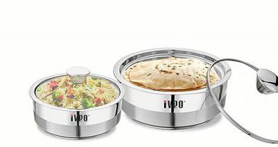 IVEO Bella Stainless Steel with Lid 2 pcs Casserole Set 2 pcs Casserole Set 800ml + 1.25ltrs