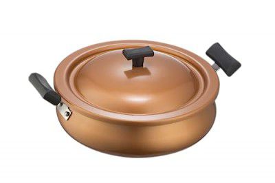 IVEO Non Stick with Lid Non Induction Premium Urali 240 mm with Aluminium NonStick lid Copper 4.5ltrs