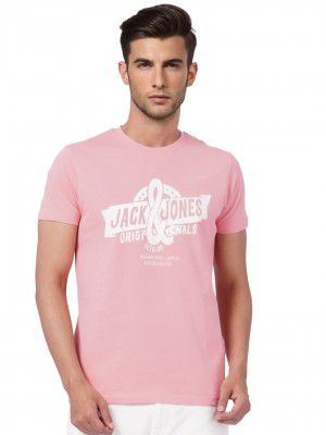 Jack & Jones Men's Placement Print Slim Fit Round Neck T-Shirt