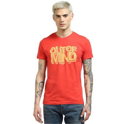 Jack & Jones Men's Printed Regular Fit Crew Neck T-Shirt