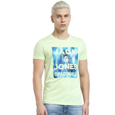 Jack & Jones Men's Printed Slim Fit Crew Neck T-Shirt