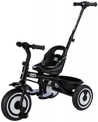 Jam & Honey Tricycle for Kids | Plug N Play | Parental Handle and Seatbelt (Black)