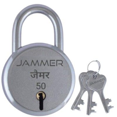 JAMMER Round 50 Lock and Keys, 6 Steel Lever, Single Locking, Small Size Padlock for Home, Size 50mm, Home Improvement Protection Silver Fnish (3 Keys)