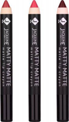 Jaquline USA Flirty Lips Matty Matte Lip Crayon Pack Of 3 Long Lasting Lip Crayons (Maroon, Red, Pink, 3)