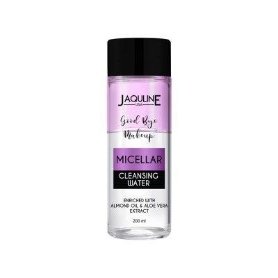 Jaquline USA Goodbye Makeup Micellar Cleansing Water | Removes All Kinds of Makeup | Nourishing | Gentle | Infused with Almond Oil | Enriched with Aloe-vera Extracts |All Skin types