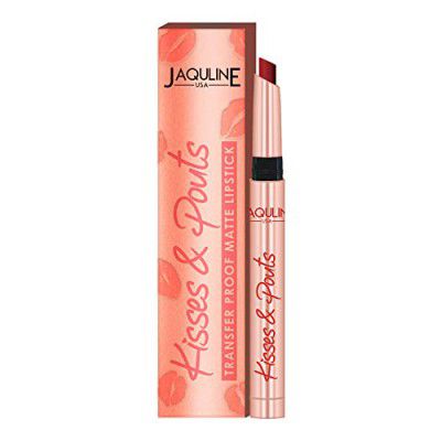 Jaquline USA Kisses & Pouts Transfer Proof,Smudge proof & Enriched with Vitamin E Matte Lipstick 1.4gm Teaser Kiss 04