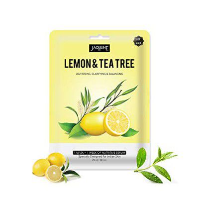 Jaquline USA Lemon&TeaTree Sheet Mask| Zero paraben and sulphate| Biodegradable Ber masks Light-weight| Hydrating and Skin firming