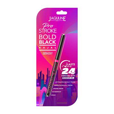 Jaquline USA Pro Stroke Bold Black Matte Kajal | Smudge Proof, Water proof, Vegan| 24Hr Stay