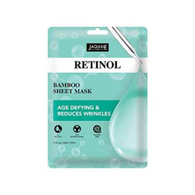 Jaquline USA Retinol Sheet Mask | Bamboo| Reduces Wrinkles | Age Defying | Enhances Glow | Skin Firming | Refreshing