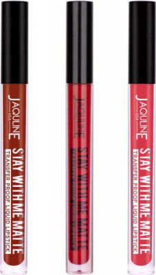 Jaquline USA Sensual Lip Treats Stay With Me Liquid Lipstick | Pack Of 3 (Red, 9 ml)