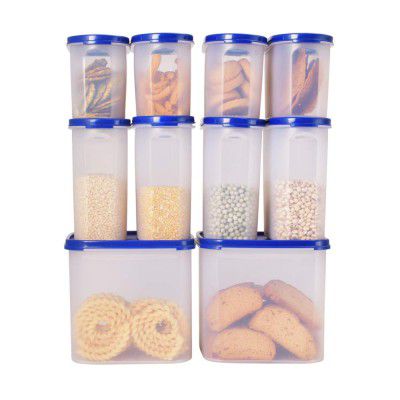 JAVA Kitchen Storage Jar and Container Set of 10 pcs (2 Sqaure Medium containers, 4 Oval Medium containers and 4 Oval Small containers)