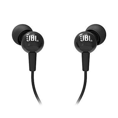 JBL C100SI Wired In-Ear Headphones with Mic, One Button Multi-function Remote,(Black)