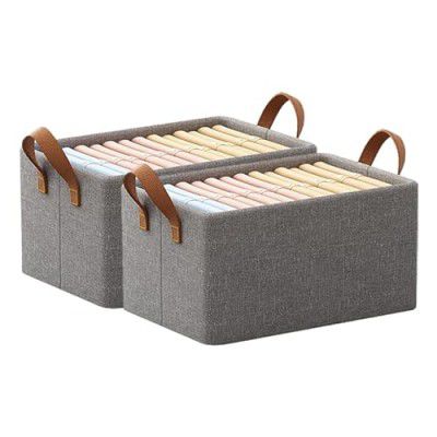 JIALTO Foldable Cloth Storage Box, Large (PACK OF 2, Grey)