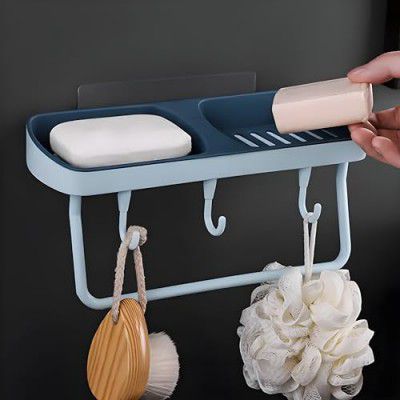 JIALTO Multipurpose ABS Plastic Kitchen Bathroom Shelf for Wall Mounted Suspended No Drilling Basket Kitchen Storage Holder Shelf Organizer Rack for Shampoo Conditioner Towel Brush Storage