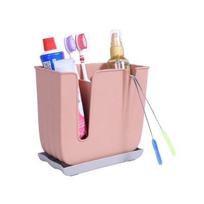 JIALTO Toothbrush Holders for Bathroom Modern, Hygienic and Durable Brush Holder, Ideal for Storing Multiple Brushes, Stylish Toothbrush Holder for Family Use (Rose Gold, Storage Box Square)