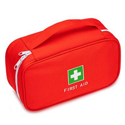 Jipemtra First Aid Fanny Pack First Aid Bag Red Travel Rescue Bag Empty Pouch First Responder Storage Compact Survival Medicine Bag Pocket Container for Car Home Ourdoors (Red with Handle)