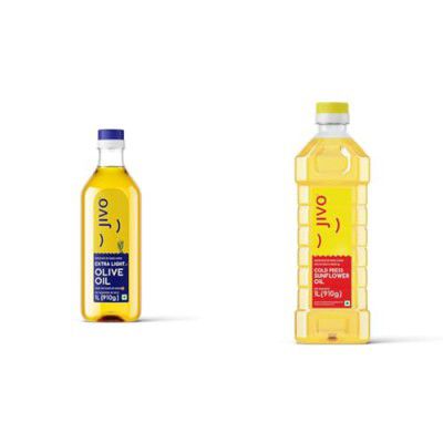 Jivo Extra Light Olive Oil & Cold Pressed Sunflower Oil 1 Litre Each (Pack of 2)