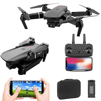 JIYAN Foldable Toy Drone with HQ WiFi Camera Remote Control for Kids Quadcopter with Gesture Selfie, Flips Bounce Mode, App One Key Headless Mode functionality (Black Color)