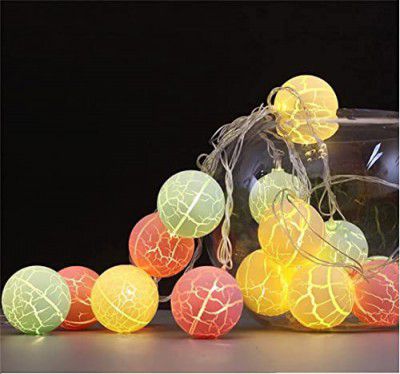 JNSM Cotton Ball String Lights 16 Led (Plug-in) Decorative Lights for Diwali, Christmas, Party and Wedding Events (Multicolor)(16 Led) (Crack Round String)