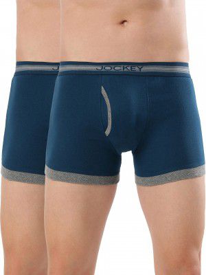 Jockey 1017 Mens Super Combed Cotton Rib Solid Boxer Brief with Stay Fresh Properties (Pack of 2)