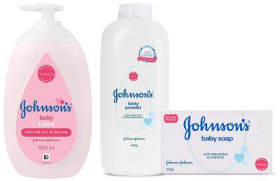 Johnsons Baby Lotion 500ml & Baby Powder (400g) with Free Johnsons Baby Soap (100g) Combo