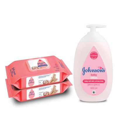 Johnsons Baby Skincare Wipes 144s +Johnsons Baby Lotion 500ml