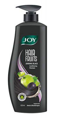 Joy Hair Fruits Shining Black Conditioning Shampoo Enriched with Amla & Black Grapes, 650 ml