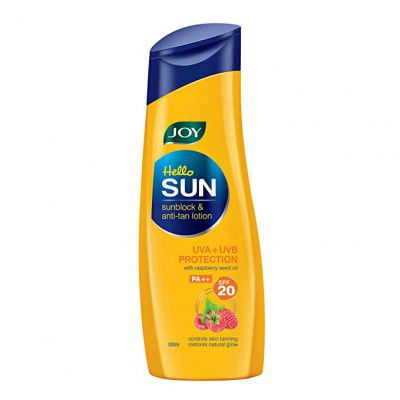 Joy Hello Sun Sunblock & Anti-Tan Lotion Sunscreen SPF 20 PA++, For All Skin Types 300 ml