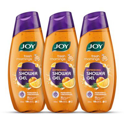 Joy Mandarin & Lemongrass Shower Gel Body Wash Value Combo Pack (250ml x 3) | Vitamin C Acne Control & Lemongrass Fighting Body Odour 