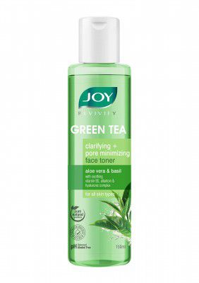 Joy Revivify Green Tea Face Toner | Clarifying and Pore Minimizing with Aloe Vera, Hyaluronic Acid & Vitamin B5 - pH Balanced, Paraben & Alcohal Free Toner - Pack of 150 ml