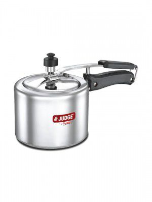 JUDGE By PrestigeSilver Toned & Red Deluxe Induction Bottom Pressure Cooker 2 L