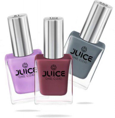 Juice Nail Paint Combo Periwinkle Blue, Dusty Coral, Thunder Sky  (Pack of 3)