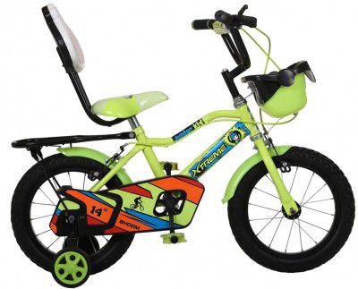 Junior Kid 14 Inches Steel Rim Kids Cycle for 2 to 5 Years Boys and Girls Green