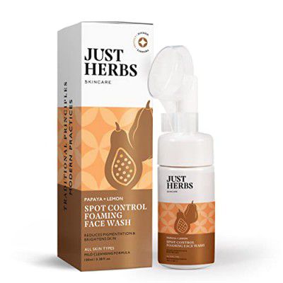 Just Herbs Brightening Foaming Face Wash With Vitamin C, Papaya and Lemon for Dark spot Reduction and Clear Skin - 100ml