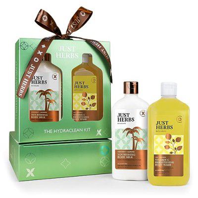 Just Herbs Coconut Almond Body Milk And Vitamin-C Body Wash, Spotless Skin Hydraclean Kit for Men and Women - Combo Gift Set (2 x 300ml)