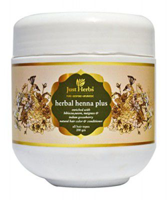 Just Herbs Herbal Henna Plus, 100% Natural, Henna Powder for Hair, Organic & Chemical Free - 200 gm