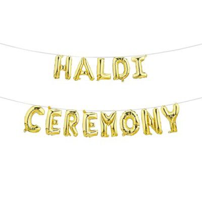 Just Party Haldi Ceremony Theme Foil Balloon Banner Combo - Set of 13pcs for Unforgettable Celebrations