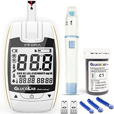 K-Life Gluco lab Fully Automatic Blood Glucose Sugar Testing Machine with 50 Strips (White)