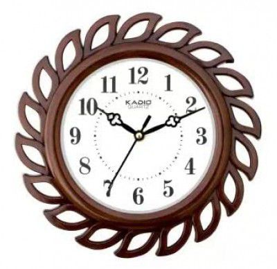 Kadio Analog 24.5 cm X 24.5 cm Wall Clock (Brown, with Glass, Standard)