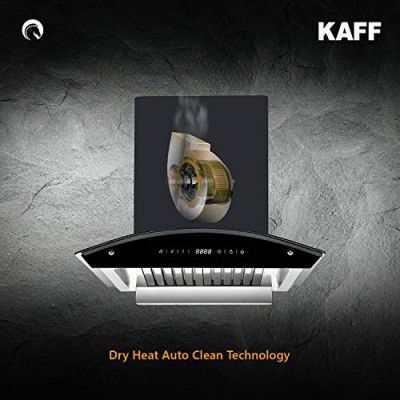 KAFF 60 CM Auto Clean Curved Glass Kitchen Chimney, 1250 m3/hr Suction Capacity (RIOLX BF DHC 60, Black)