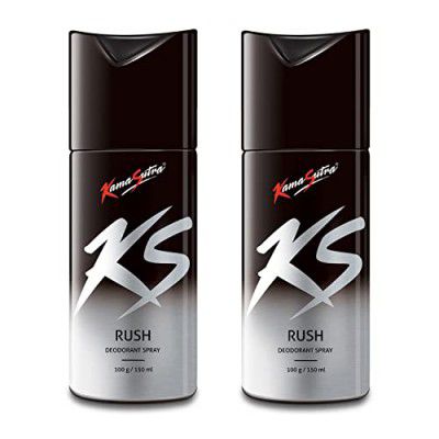 KamaSutra Ks Rush Deodorant Body Spray For Men Pack Of 2, 300 Ml