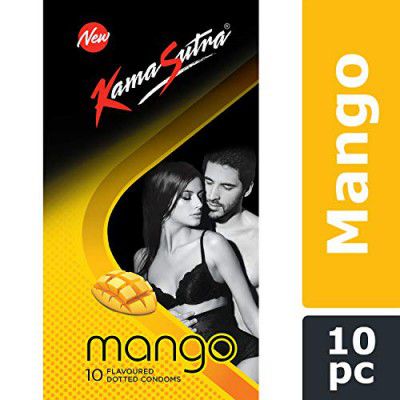 KamaSutra Mango Flavoured Dotted Condoms for Men 10 Count