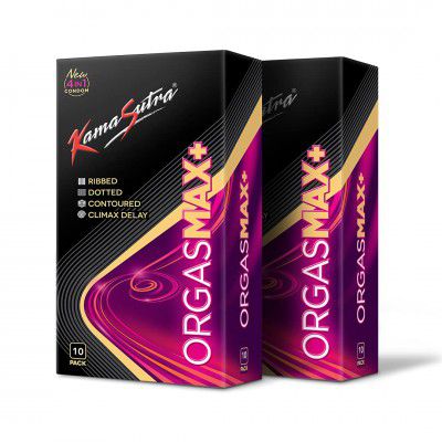 KamaSutra Orgas max+ Dotted and Ribbed Condoms for Men 20 Count