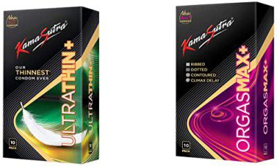 Kamasutra Ultra Thin+, Orgasmax+ Condoms 20 Count