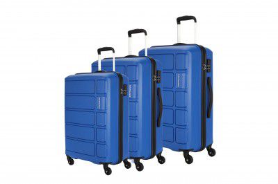 Kamiliant American Tourister Harrier 3 Pc Set 56 Cms+ 68 Cms+78 Cms-Polypropylene (Pp) Hard-Sided 4 Wheels Spinner Luggage Set/Suitcase Set/Trolley Bag Set (Ribbon Blue)