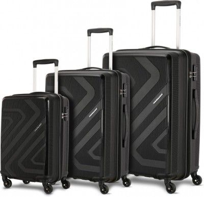 Kamiliant by American Tourister  Hard Body Set of 3 Luggage 4 Wheels - Kam Kiza Sp 3Pcset -Black - Black