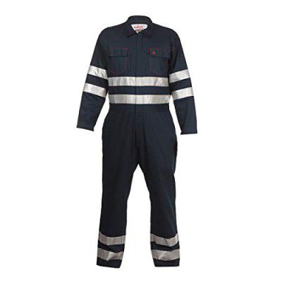 KARAM High-Quality Protective Cotton Workwear with Reflective Tape Design For Use in General Working Conditions| Navy Blue