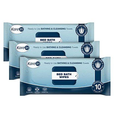 KareIn Bed Bath Wipes, Adult Wet Wipes, Adult Bath Wipes, 30 Wipes, Pack of 3