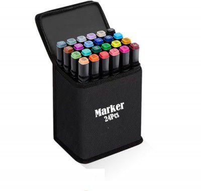 KARP Art Markers - 24-Piece Dual Tip Permanent Marker Set for Painting, Sketching, Calligraphy, and Drawing - Ideal for Kids, Adults, Beginners, and Art Lovers